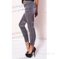 Womens Jacquard Blue Jeans Trousers Stretch Seamless Leggings